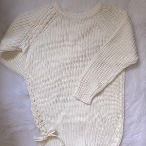 Side laced cream sweater